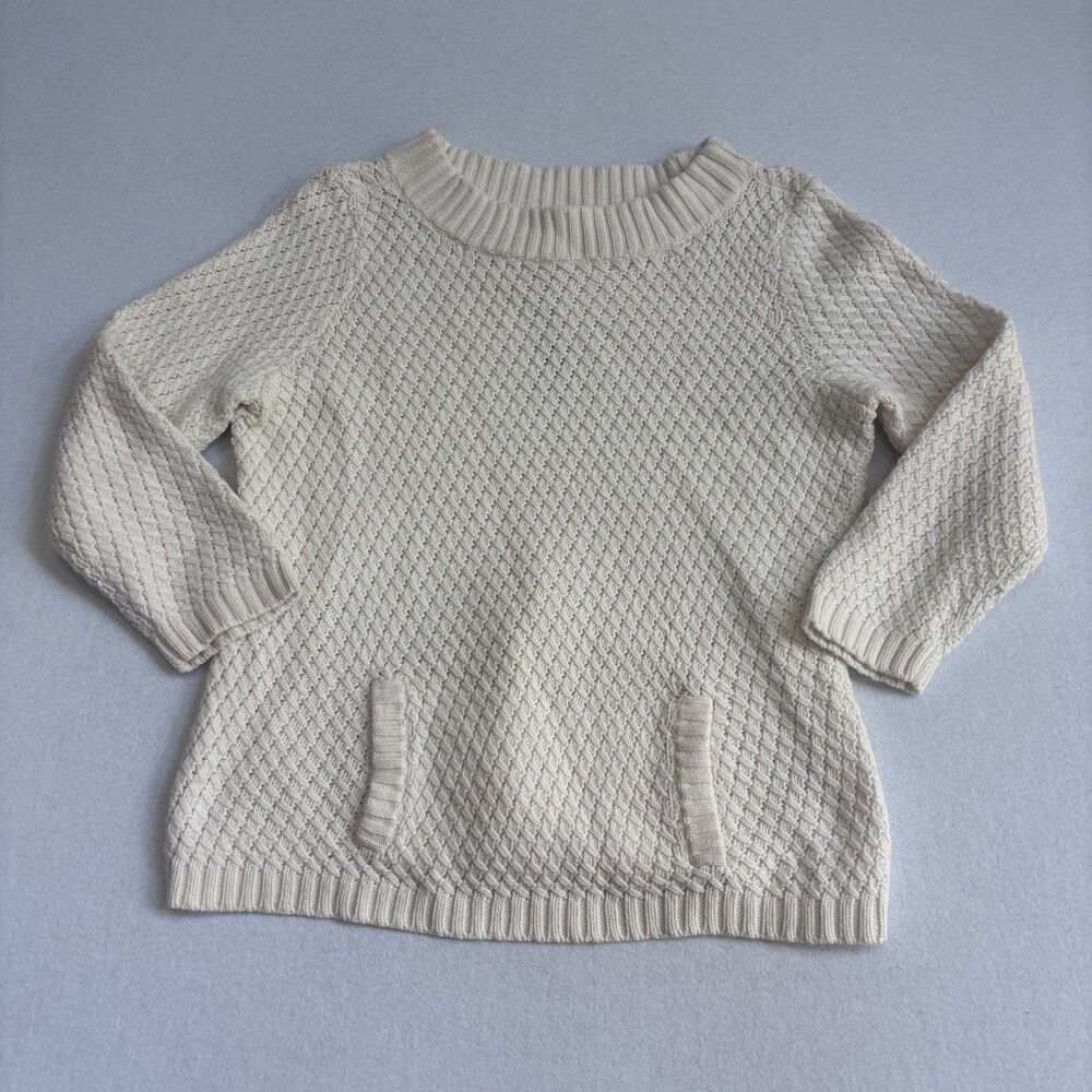 Talbots Textured Knit Kangaroo-pocket Sweater Women's XL Ivory Wool Cashmere NWT
